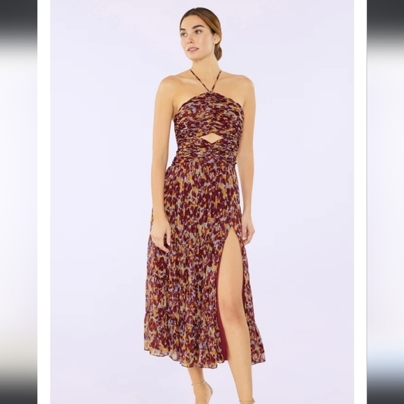 Likely New York khiara cocktail midi Flowy dress sz 4 maroon lavender luster nwt - Picture 1 of 14